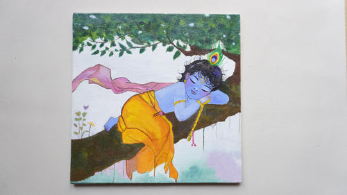 Little Krishna Sleeping on Tree